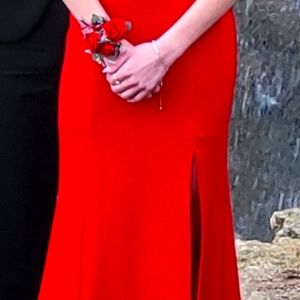 Size 1 Red Prom dress with gold glitter